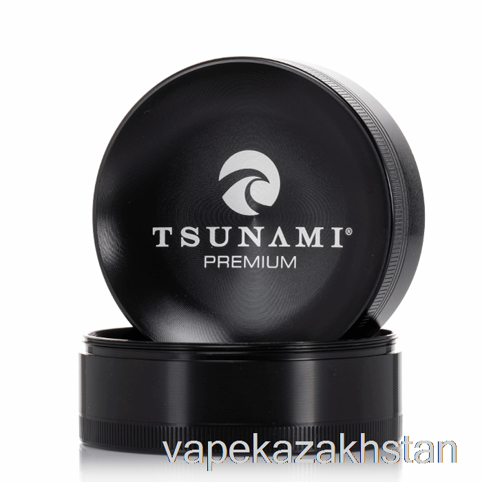 Vape Disposable Tsunami 2.95inch 4-Piece Sunken Top Grinder Black (75mm)